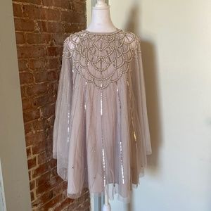 Lilac Beaded Cape Dress